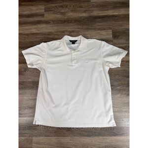 Brooks Brothers Mens‎ Performance Knit Polo Shirt White Cotton Large L Logo